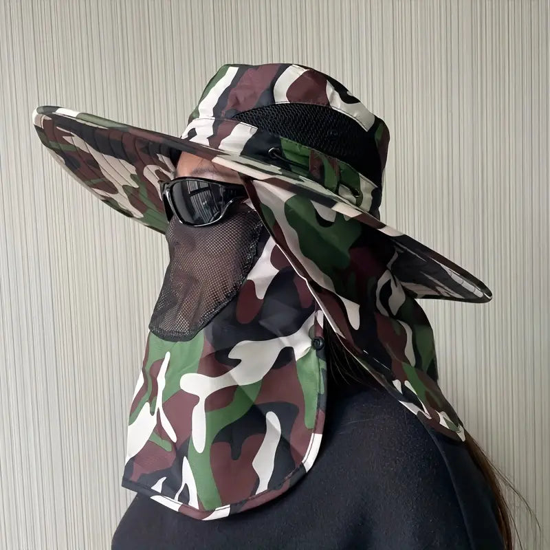 Wide Brim Fishing Cap with Removable Flap