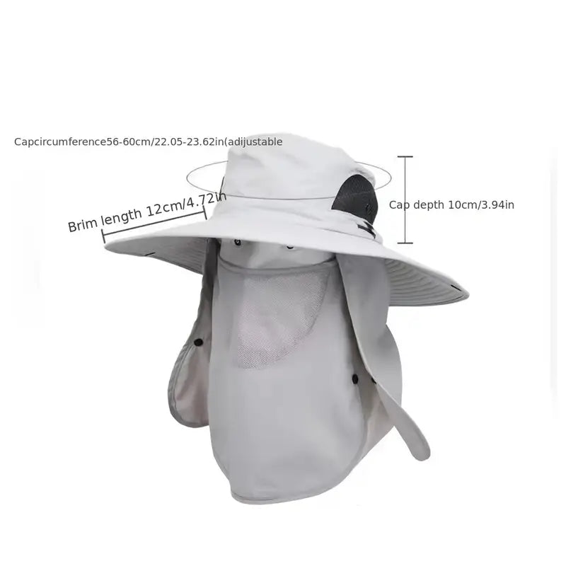 Wide Brim Fishing Cap with Removable Flap