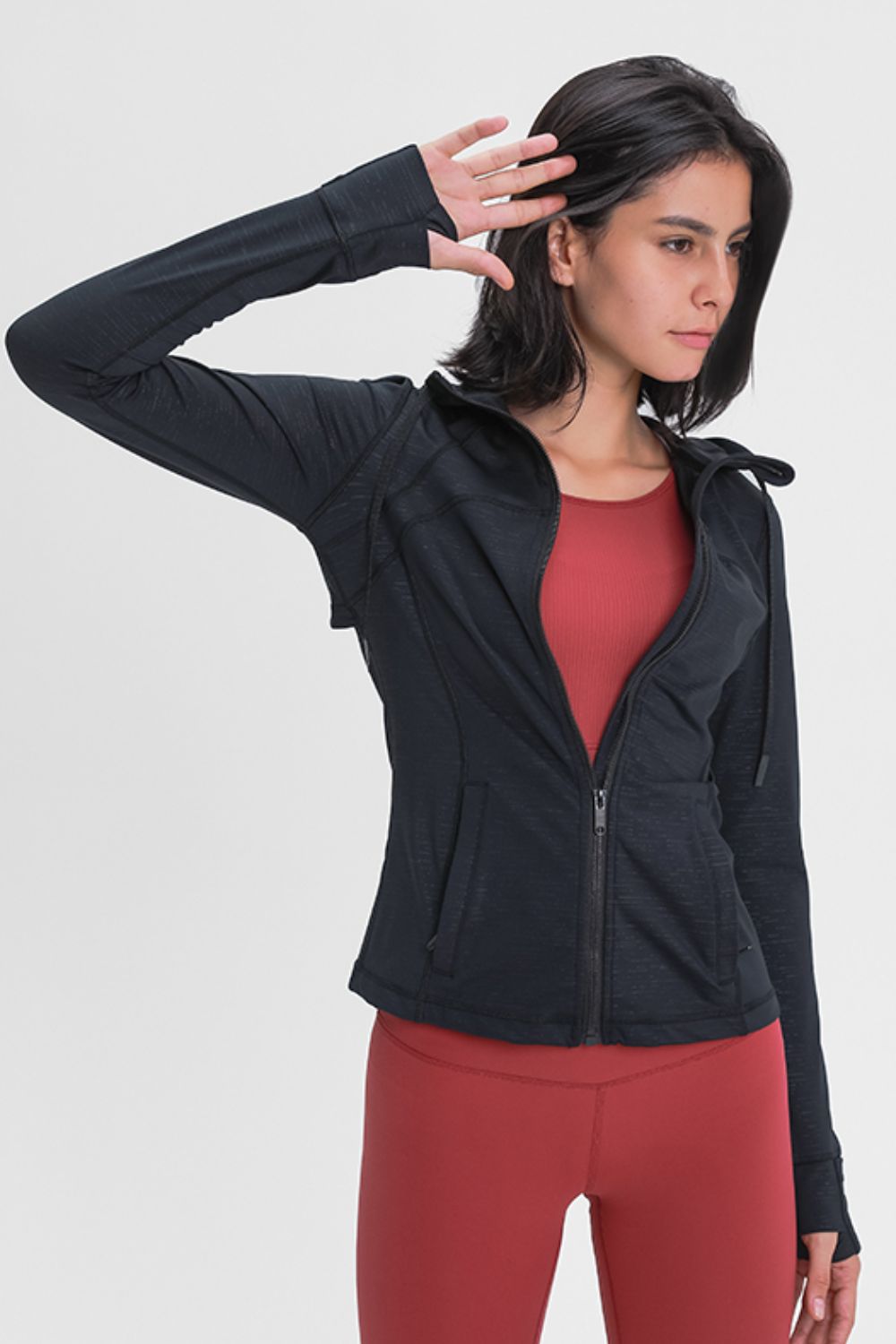 Drawstring Sports Jacket with Pockets