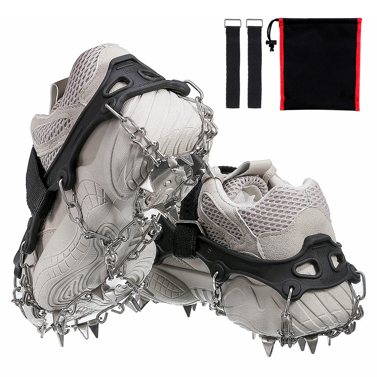 Audew 19 Spiked Ice Claw Crampons Grip Mountaineering Skis Snow Hiking Shoes-XL