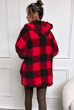 Plaid Long Sleeve Hooded Coat