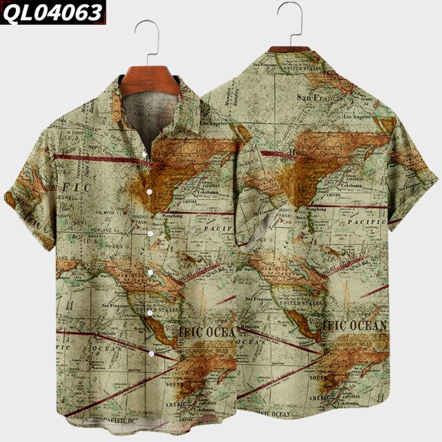 Hot Sailing Boat Graphic Digital Printing Short Sleeve Men